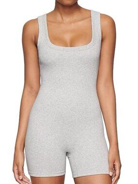 SKIMS Skims Cotton Ribbed Onesie- Light Gray